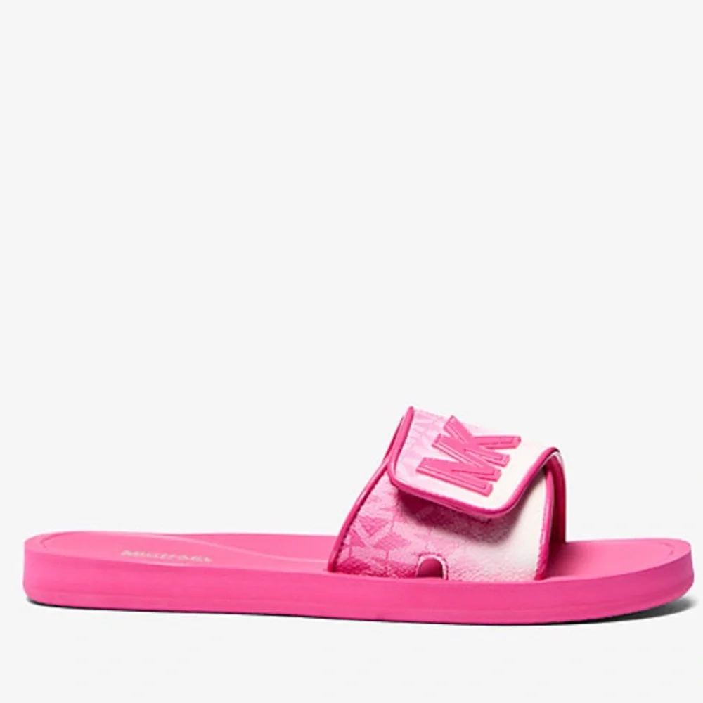 MICHAEL KORS Palmer Ombré Signature Logo Slide Sandal Dragonfruit NWT